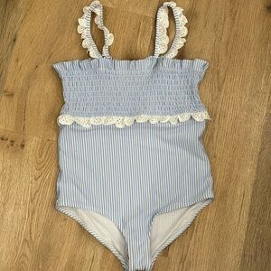Crown & Ivy Kids Blue and White Bathing Suit. NEW without tags.